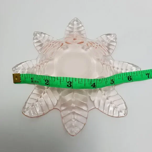 Vintage Light Pink Snowflake Glass Hobnail Bon Bon Candy Trinket Dish 7 Inches - Picture 5 of 8